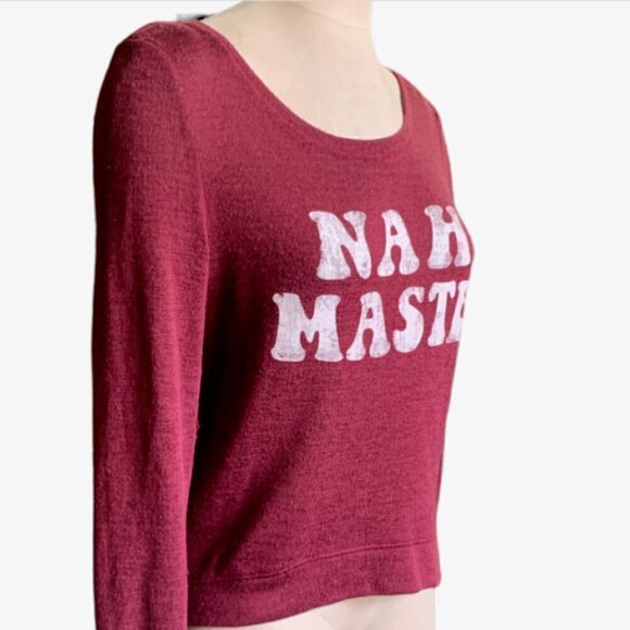 Fifth Sun Burgundy "Nah,Maste" Novelty Graphic Yoga Theme Top Sz M #40G - Picture 3 of 8